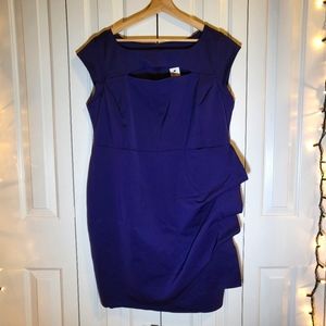 LANE BRYANT Deep Purple Dress in Size 20 Runch Ruffle Cap Sleeve